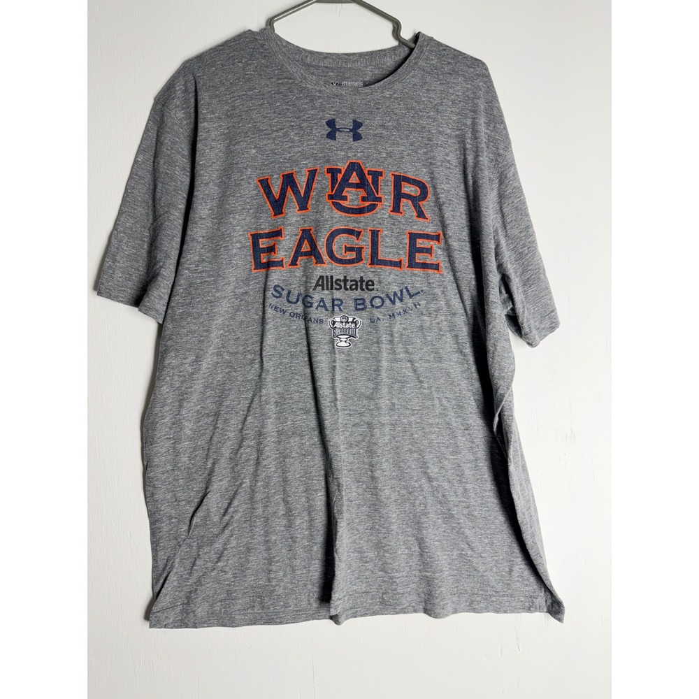 Under Armour Auburn War Eagle Sugar Bowl T-Shirt Mens 3XL Gray HeatGear Tee